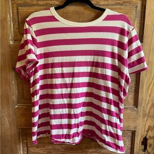 Old Navy Pink and White Boxy Short Sleeve Tee